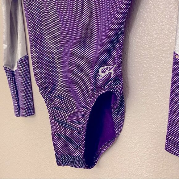 GK elite custom gymnastics competition leotard long sleeve purple rhinestone SA - Picture 4 of 11